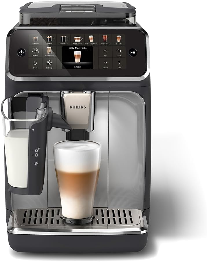 PHILIPS 5400 Series Bean to Cup Coffee Machine, LatteGo, 12 Drinks OneTouch